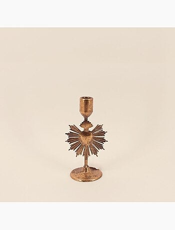 Bougeoir design coeur en métal doré 20cm