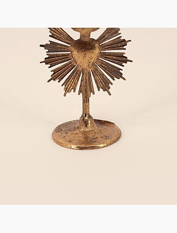 Bougeoir design coeur en métal doré 20cm