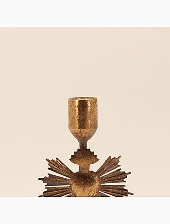 Bougeoir design coeur en métal doré 20cm