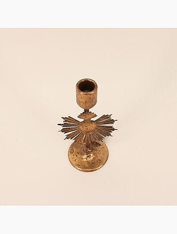 Bougeoir design coeur en métal doré 20cm