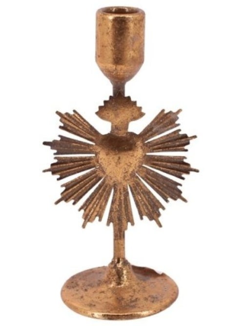 Bougeoir design coeur en métal doré 20cm - Kiabi