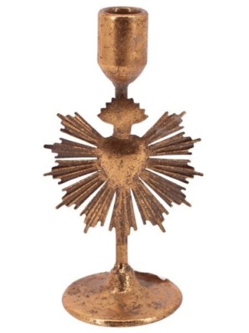 Bougeoir design coeur en métal doré 20cm Doré - Kiabi
