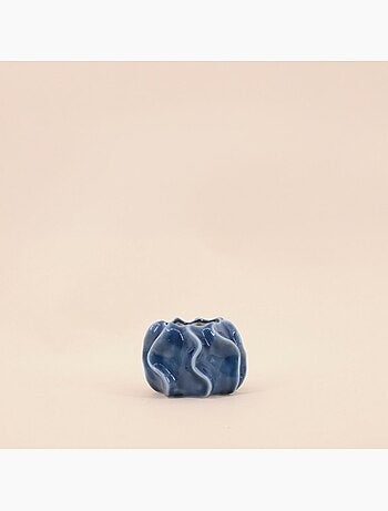Bougeoir design en céramique bleu 9cm