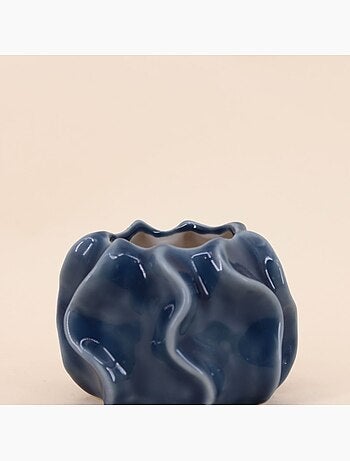 Bougeoir design en céramique bleu 9cm