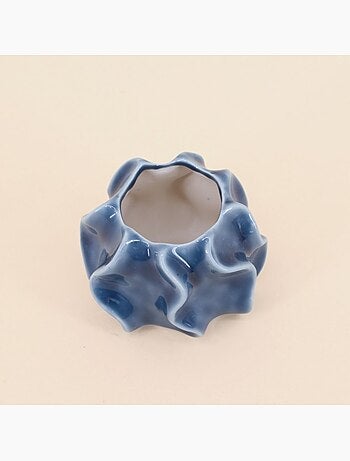 Bougeoir design en céramique bleu 9cm