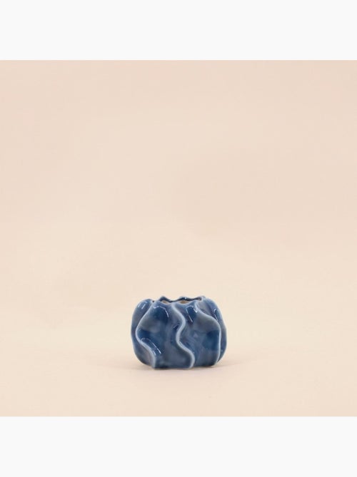 Bougeoir design en céramique bleu 9cm - Kiabi