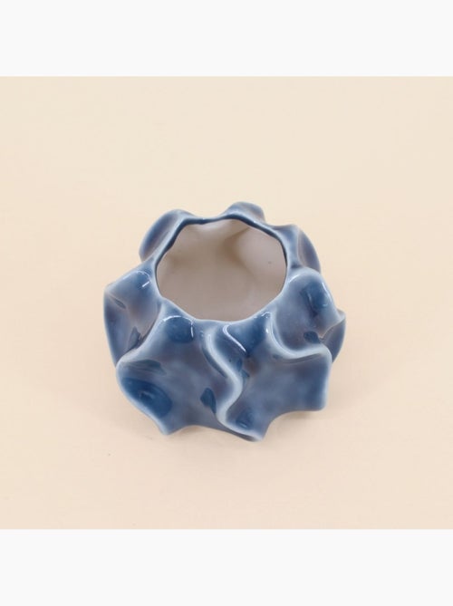 Bougeoir design en céramique bleu 9cm - Kiabi