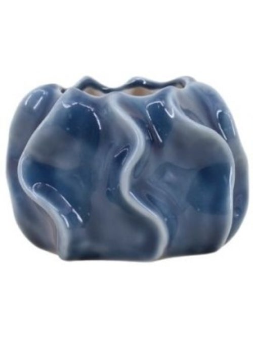Bougeoir design en céramique bleu 9cm - Kiabi