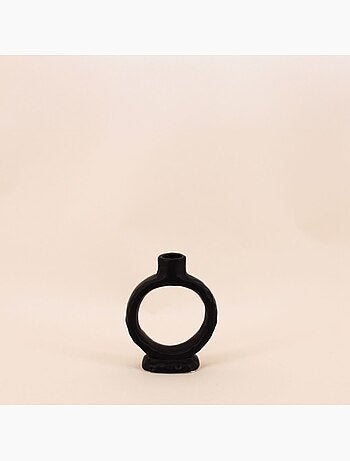 Bougeoir design en céramique noire 14cm