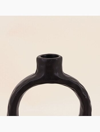 Bougeoir design en céramique noire 14cm