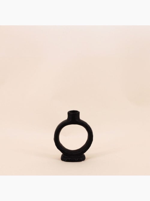 Bougeoir design en céramique noire 14cm - Kiabi