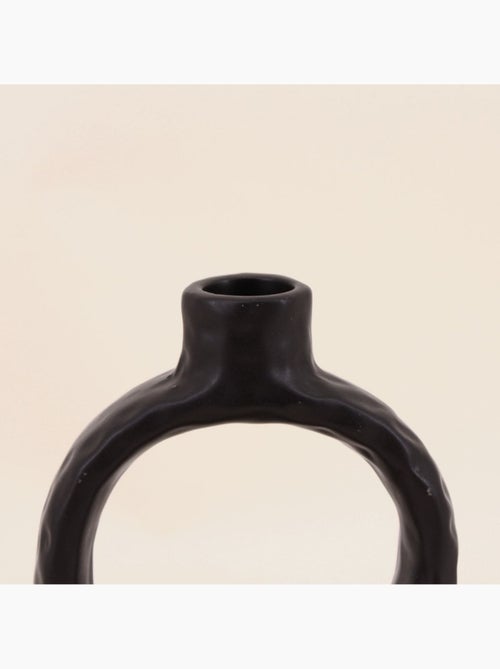Bougeoir design en céramique noire 14cm - Kiabi