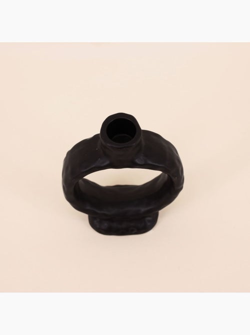 Bougeoir design en céramique noire 14cm - Kiabi