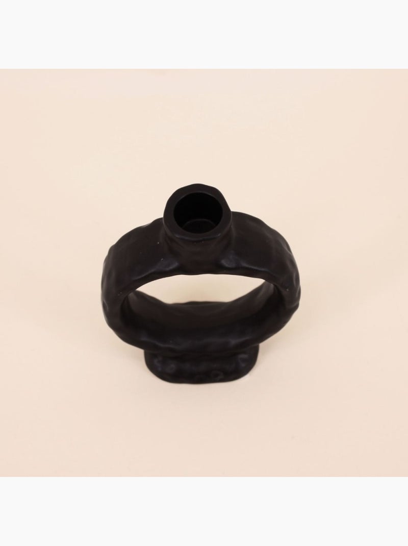Bougeoir design en céramique noire 14cm Noir - Kiabi