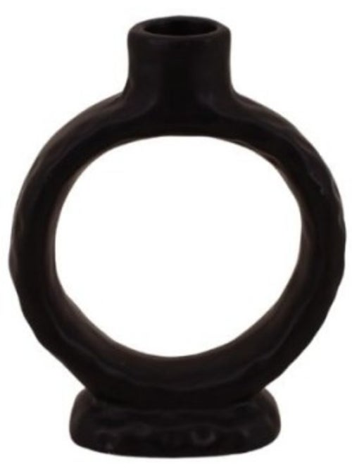 Bougeoir design en céramique noire 14cm - Kiabi
