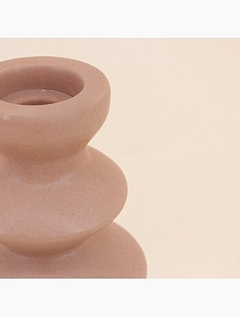 Bougeoir design en grès beige 30cm