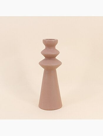 Bougeoir design en grès beige 30cm
