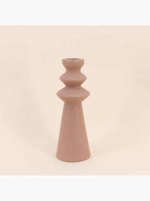 Bougeoir design en grès beige 30cm - Kiabi
