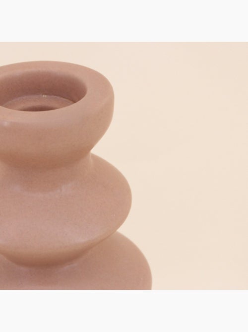 Bougeoir design en grès beige 30cm - Kiabi