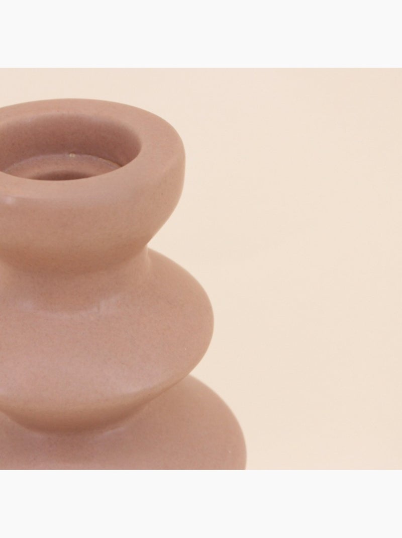 Bougeoir design en grès beige 30cm Beige - Kiabi
