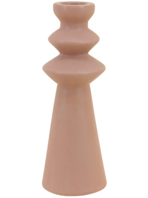Bougeoir design en grès beige 30cm - Kiabi
