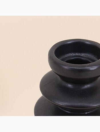 Bougeoir design en grès noir 22cm