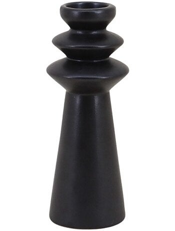 Bougeoir design en grès noir 22cm