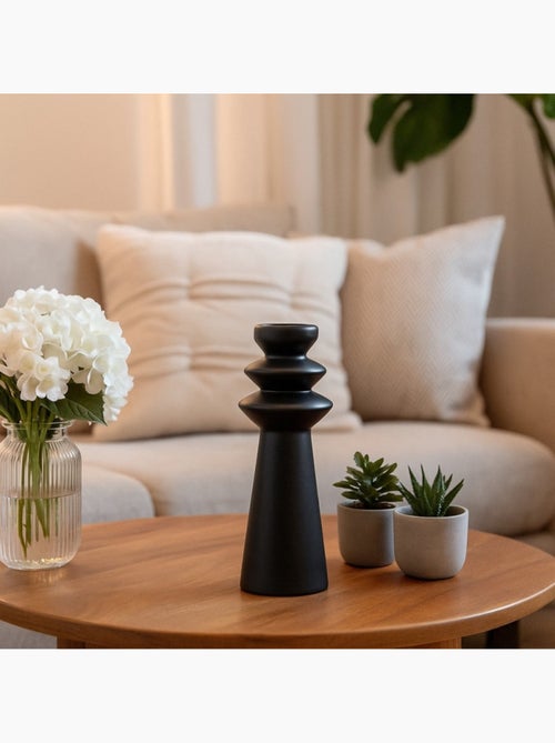 Bougeoir design en grès noir 22cm - Kiabi