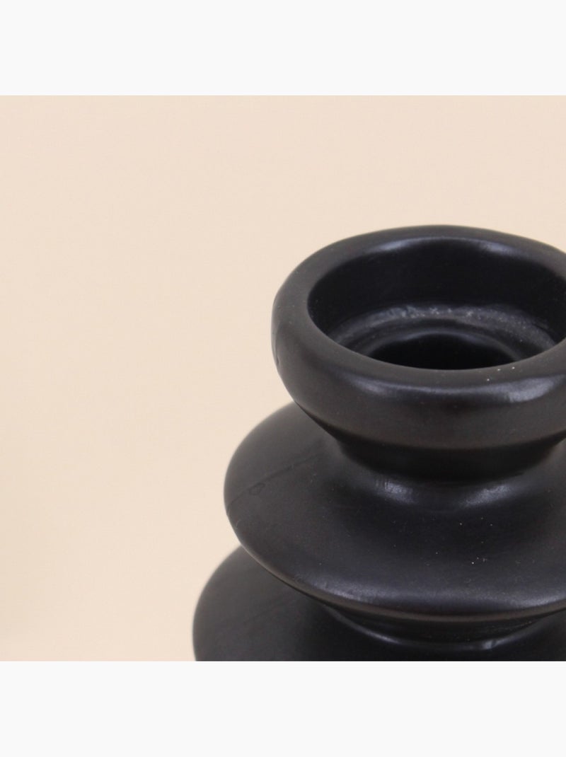 Bougeoir design en grès noir 22cm Noir - Kiabi