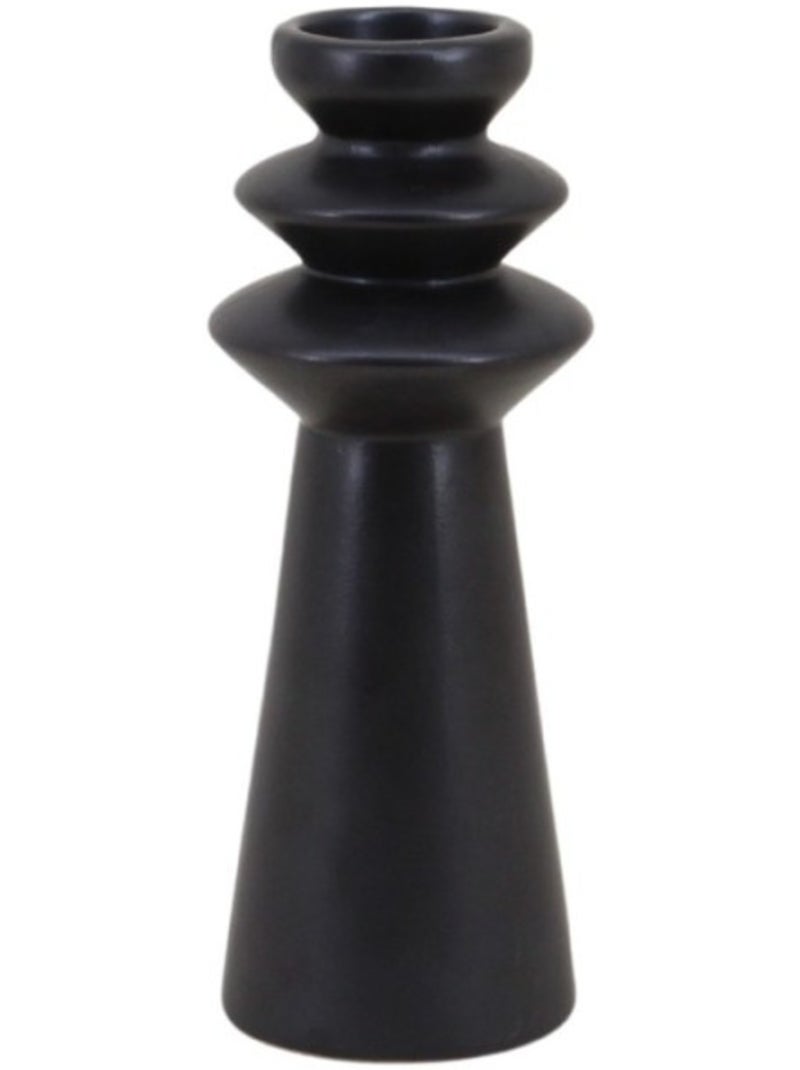 Bougeoir design en grès noir 22cm Noir - Kiabi
