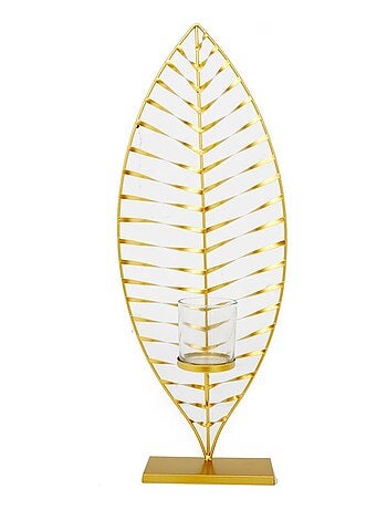 Bougeoir design en métal Feuille GM