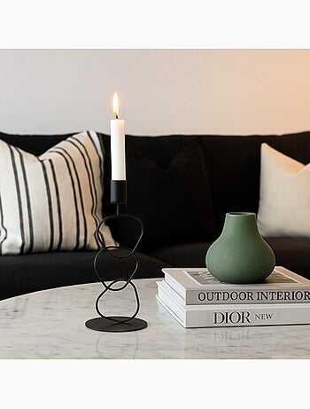 Bougeoir design en métal noir 24cm