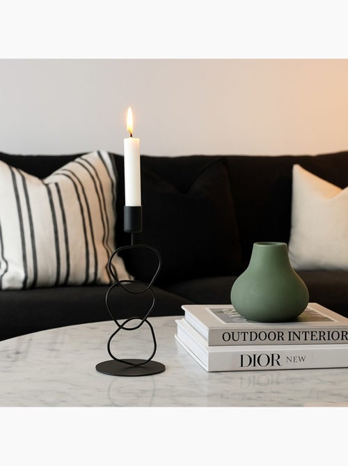 Bougeoir design en métal noir 24cm - Kiabi