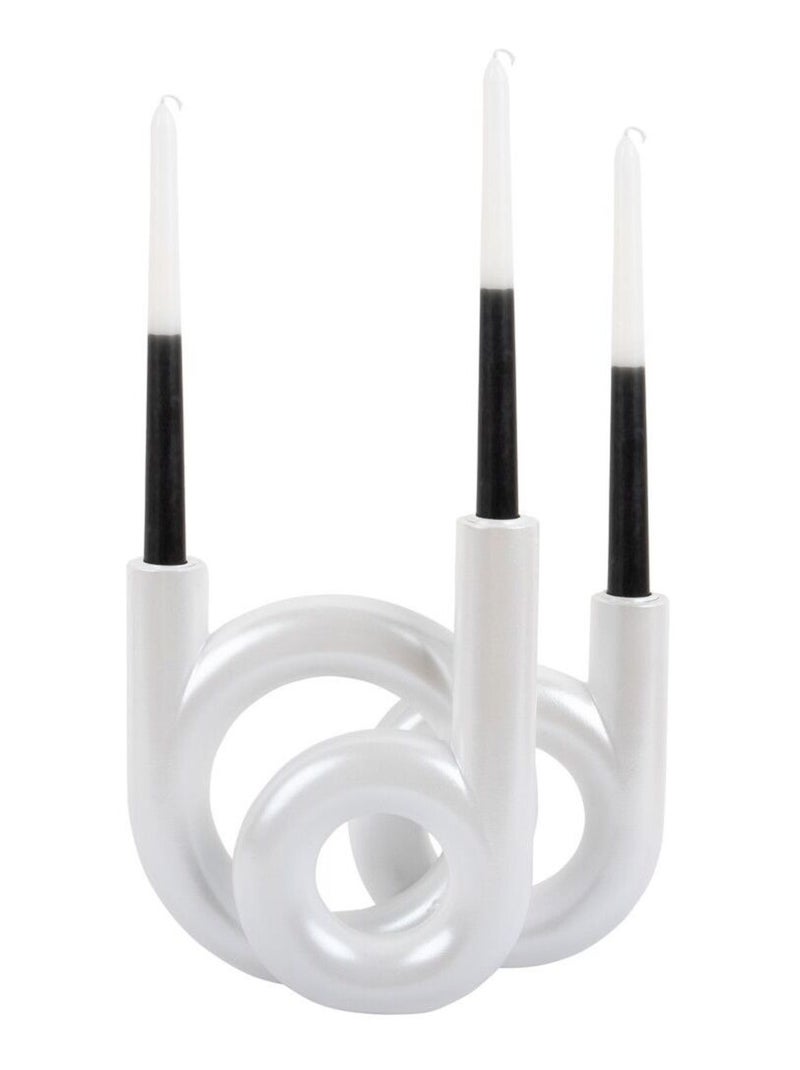 Bougeoir design sculptural en anneaux LOOPA Blanc - Kiabi