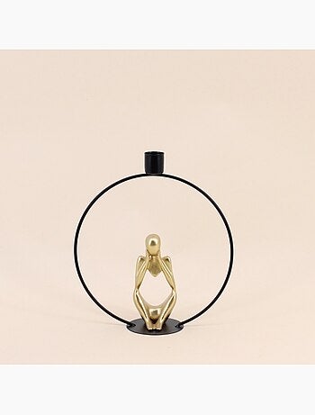 Bougeoir design silhouette penseur 22cm