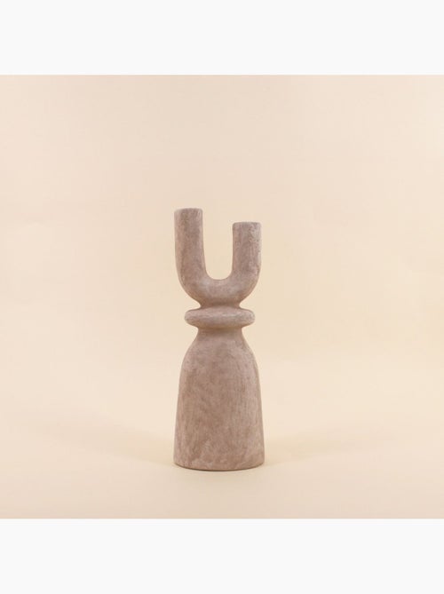 Bougeoir design Y en grès sable 37cm - Kiabi