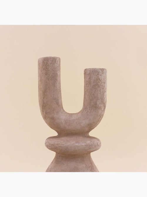 Bougeoir design Y en grès sable 37cm - Kiabi