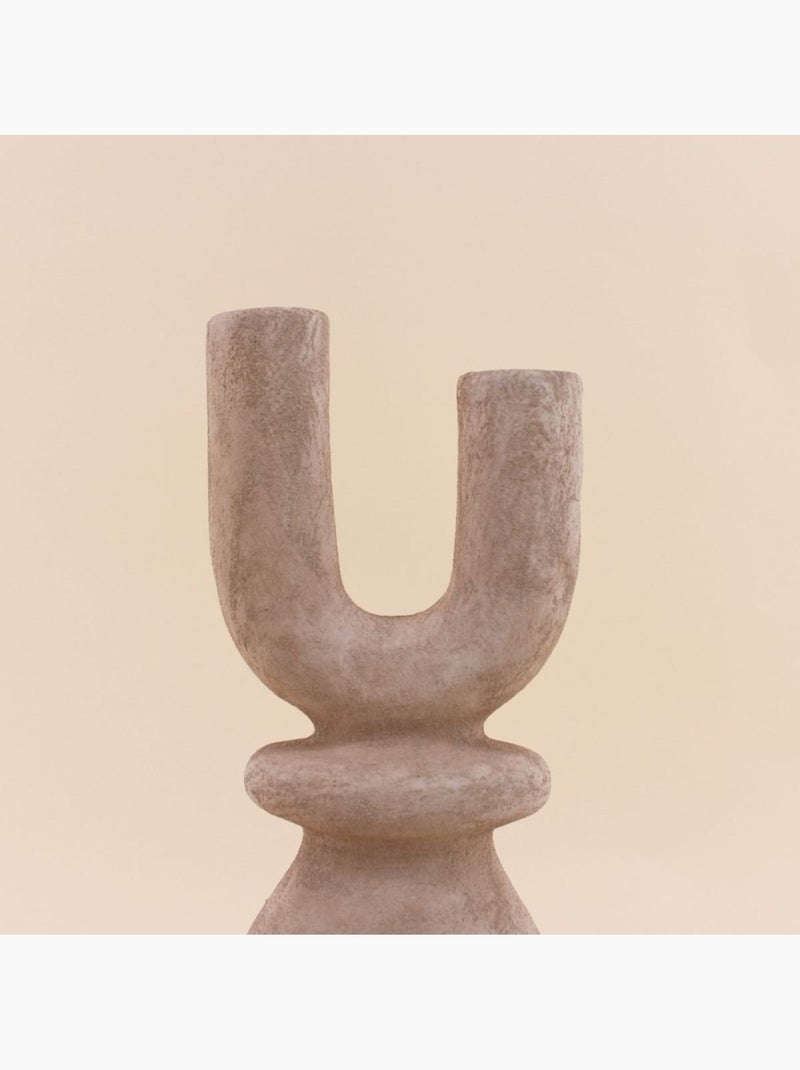 Bougeoir design Y en grès sable 37cm Beige - Kiabi