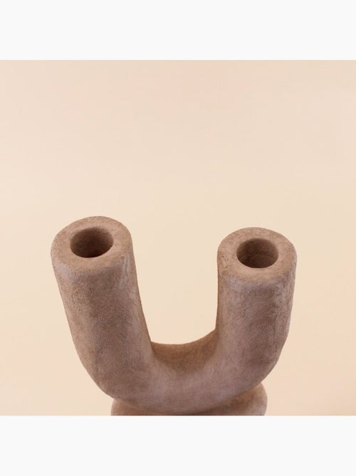 Bougeoir design Y en grès sable 37cm - Kiabi