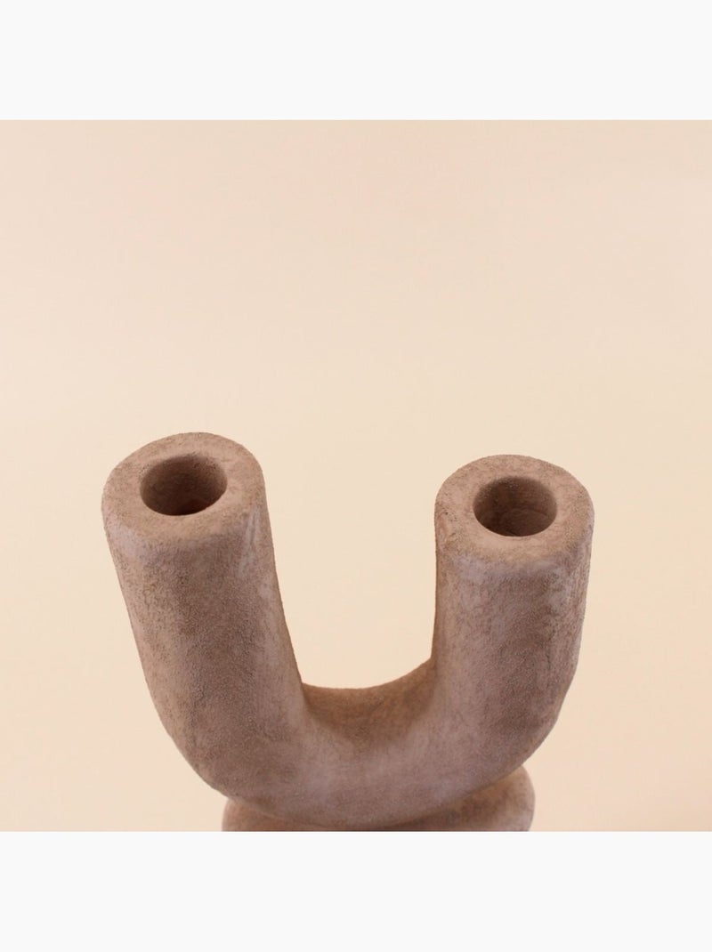 Bougeoir design Y en grès sable 37cm Beige - Kiabi