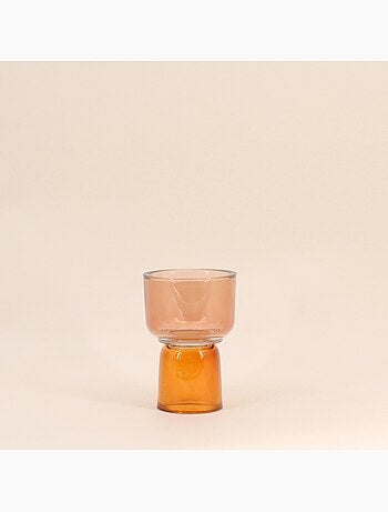 Bougeoir double entrée en verre 15cm