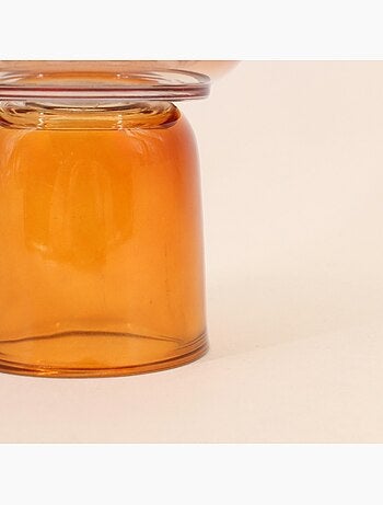 Bougeoir double entrée en verre 15cm