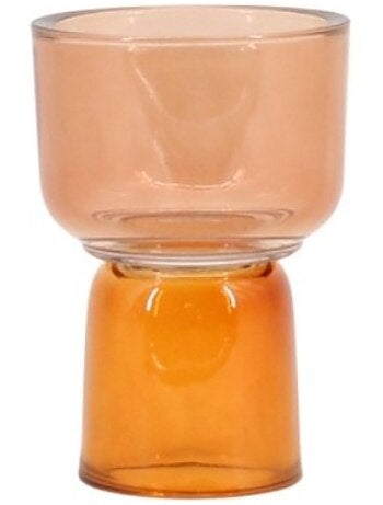 Bougeoir double entrée en verre 15cm