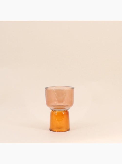 Bougeoir double entrée en verre 15cm - Kiabi