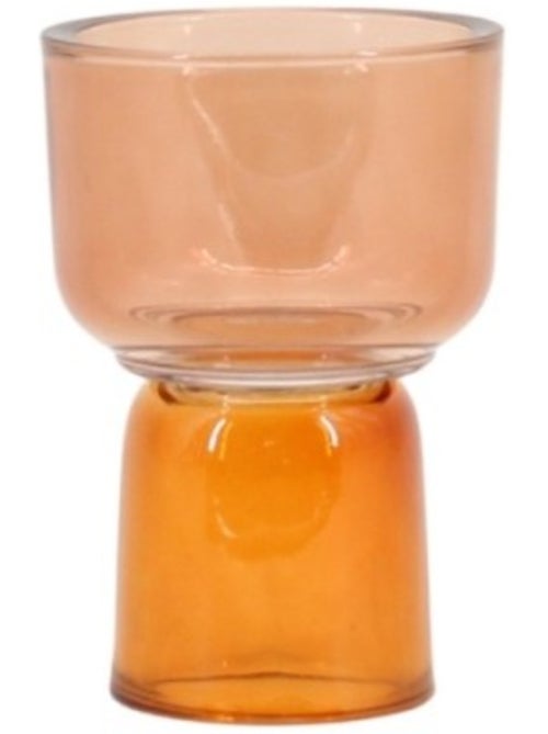 Bougeoir double entrée en verre 15cm - Kiabi