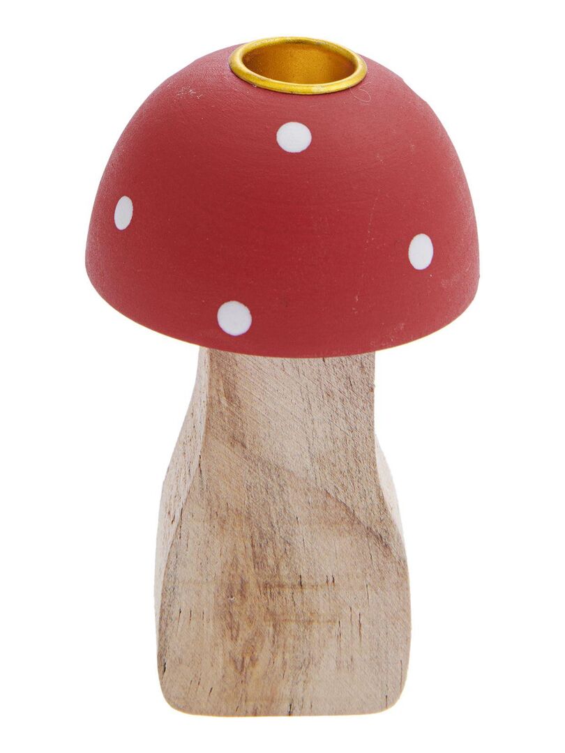 Bougeoir en bois champignon 8,5 cm Rouge - Kiabi