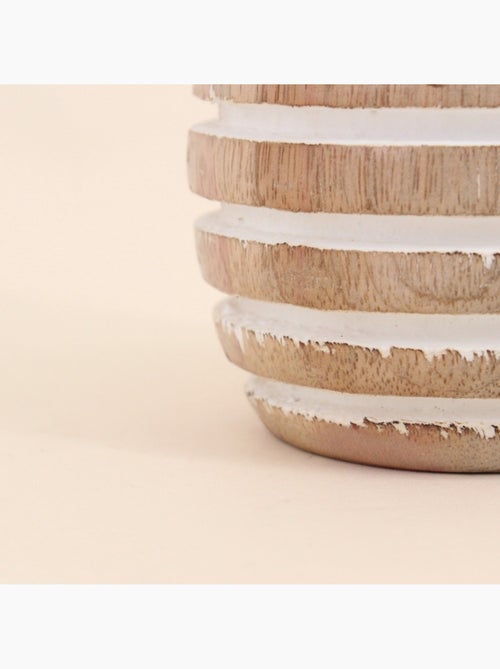 Bougeoir en bois de manguier à rayures 10cm - Kiabi