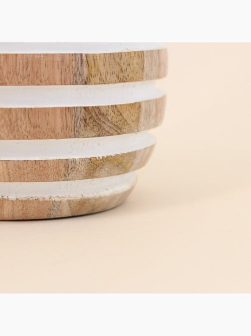 Bougeoir en bois de manguier à rayures 14cm - Kiabi