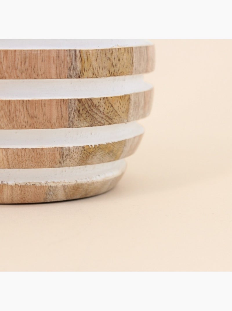 Bougeoir en bois de manguier à rayures 14cm Beige - Kiabi