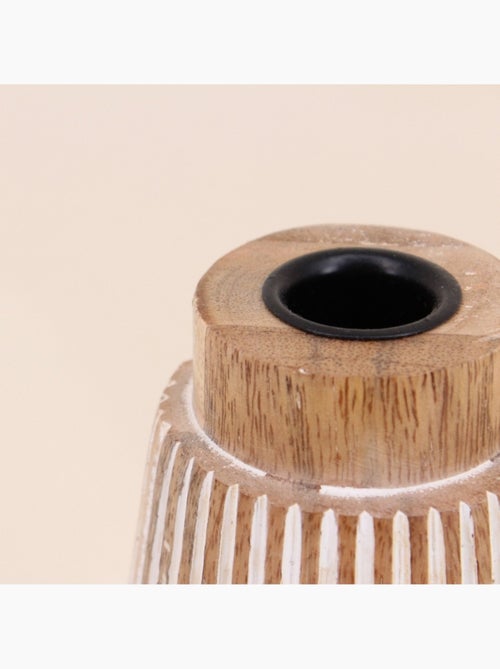 Bougeoir en bois de manguier à rayures 21cm - Kiabi